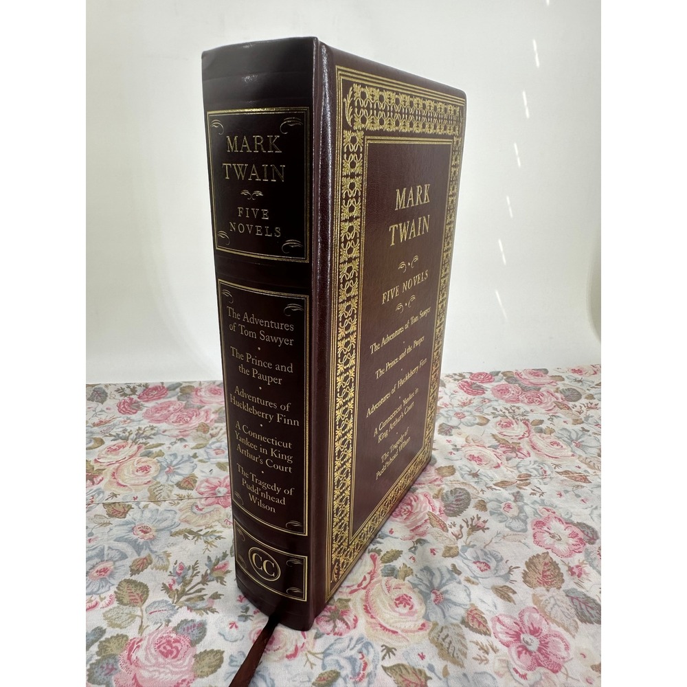 Mark Twain Five Novels Canterbury Classics Gilded Leather Bound Burgundy Gold - Picture 2 of 10